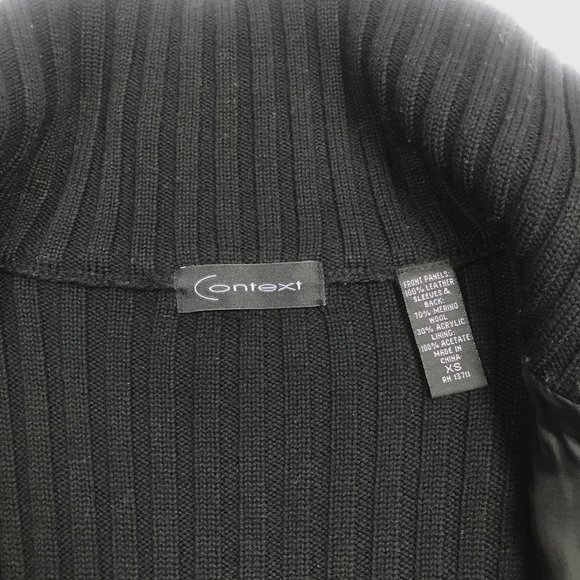 Context leather/Merino wool high neck jacket - Picture 7 of 7